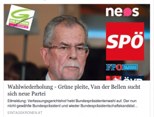 Van der Bellen Eintagskrone Anzeige